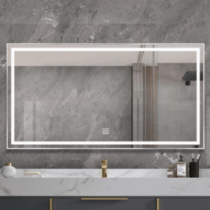 Home rectangular led bathroom mirror with anti fog 4 sizes kwm s004
