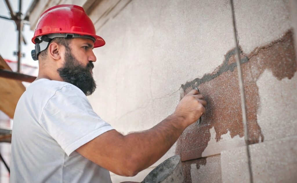Repair mortar applied for concrete surface repair and structural restoration