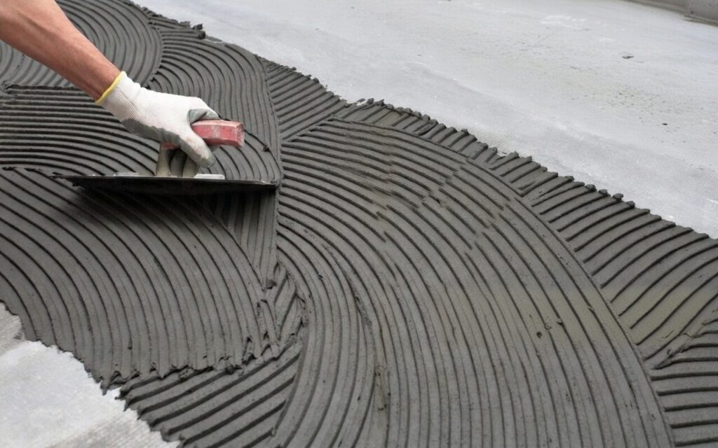 High-performance tile adhesive for wall and floor tile installation