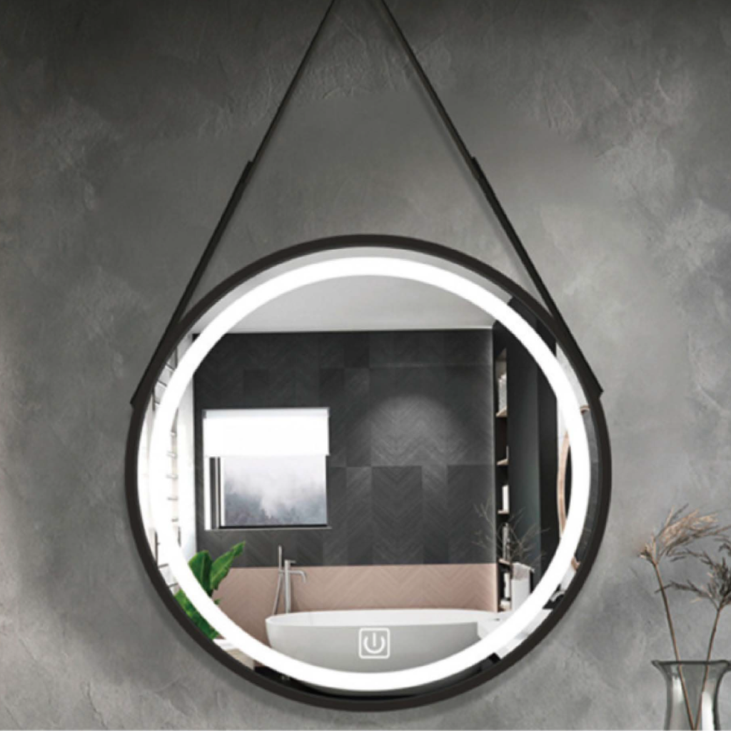 rectangular led bathroom mirror with anti fog kwm s005 Round Backlit LED Bathroom Mirror KWM-R004