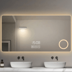 Smart LED bathroom mirror with Bluetooth speaker, digital display and anti-fog function KWM-S008