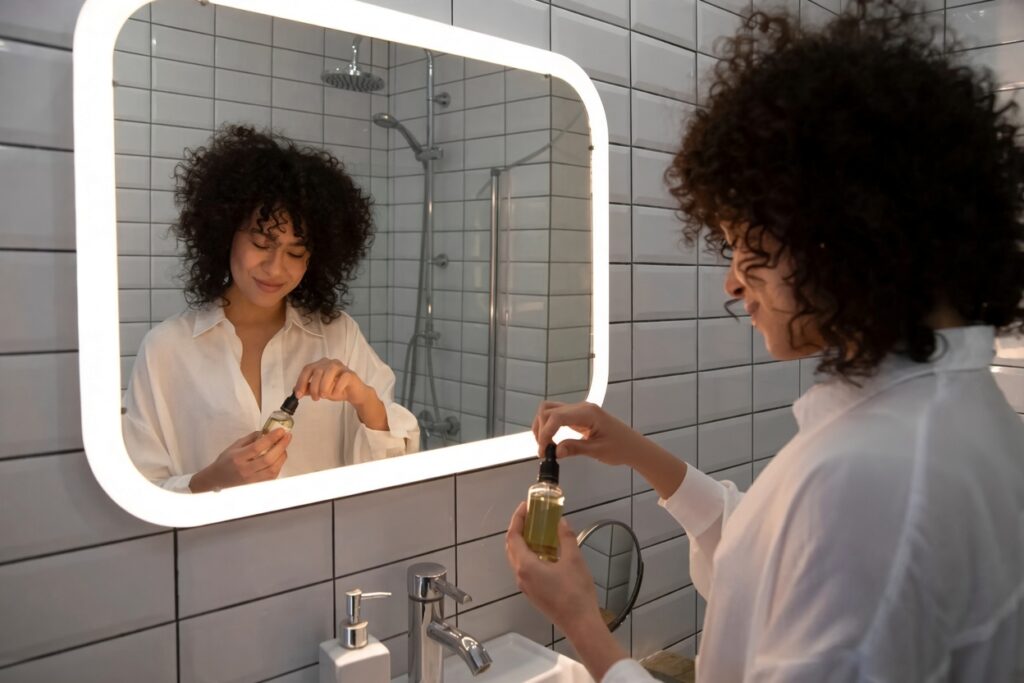 led mirror in bathroom