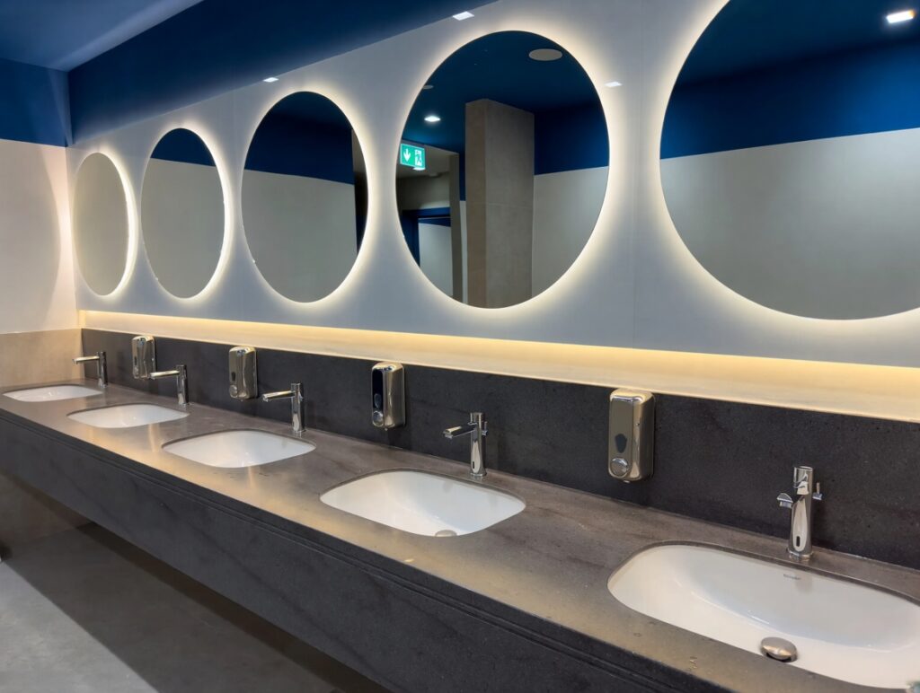 led mirror in commercial bathroom 03