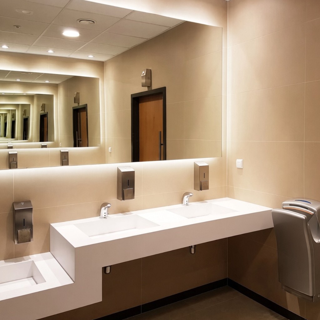led mirror in commercial bathroom 04